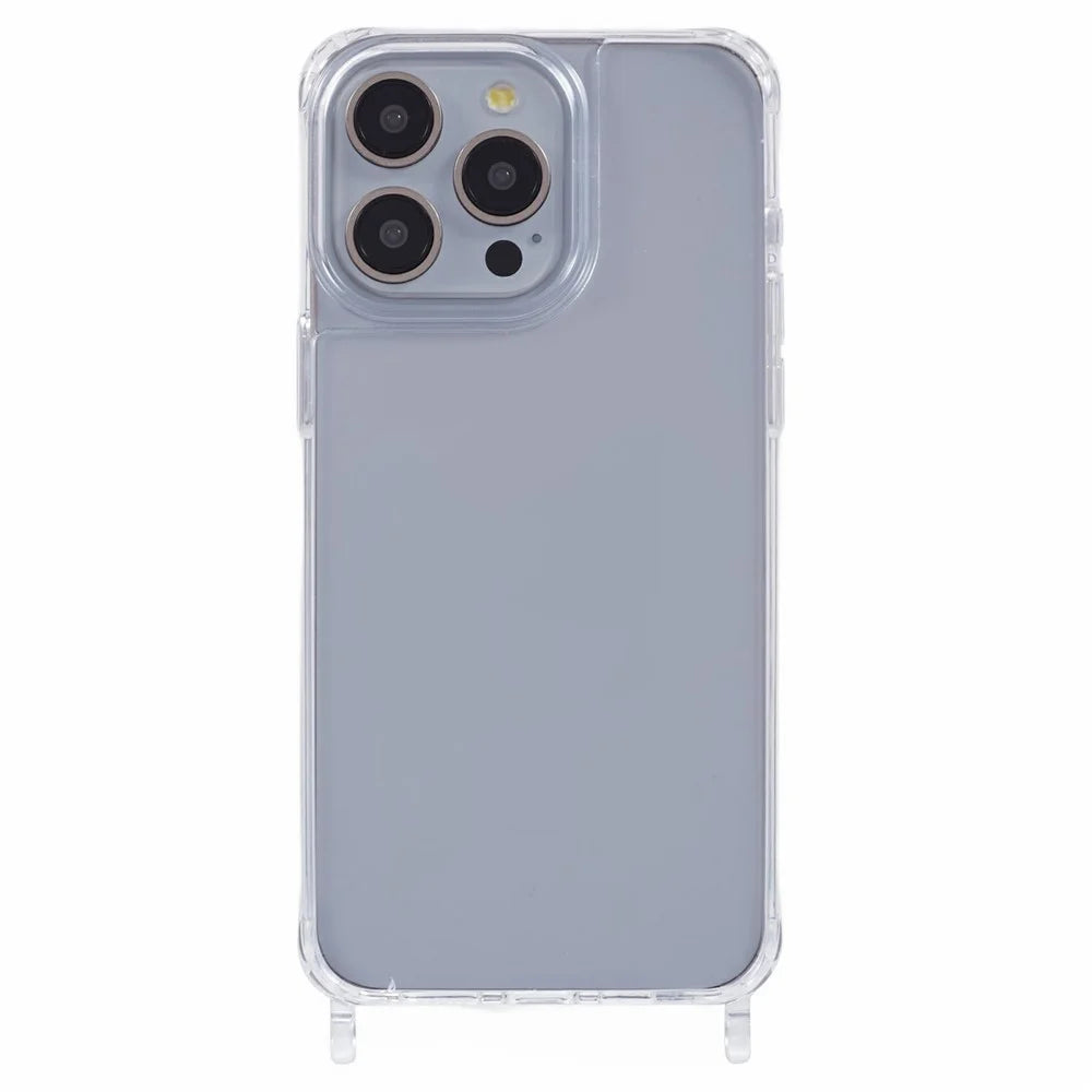 For iPhone 12 Pro Max Case PC+TPU 1.5mm Clear Phone Cover with Lanyard Holes - 3