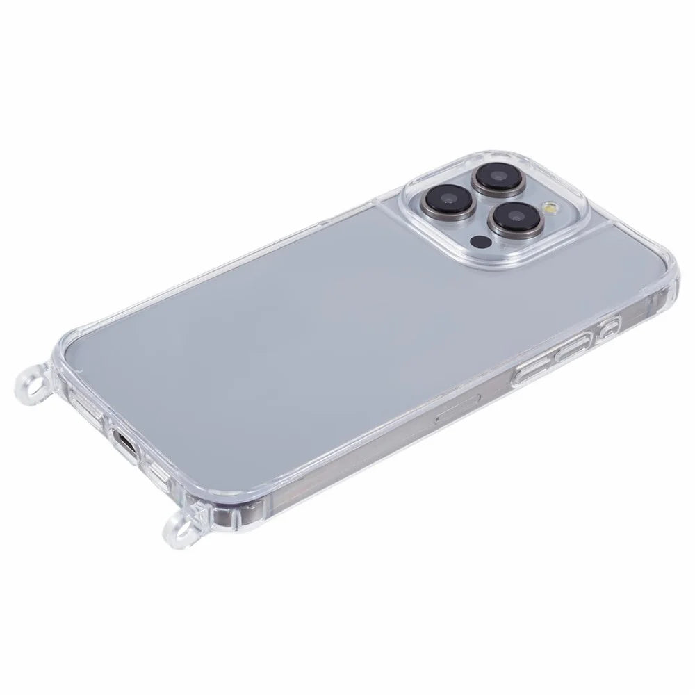 For iPhone 12 Pro Max Case PC+TPU 1.5mm Clear Phone Cover with Lanyard Holes - 4