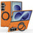 For Samsung Galaxy Z Fold8 Ultra Magnetic Case with Ring Kickstand PU Leather Back Cover - Orange - 1