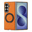 For Samsung Galaxy Z Fold8 Ultra Magnetic Case with Ring Kickstand PU Leather Back Cover - Orange - 2
