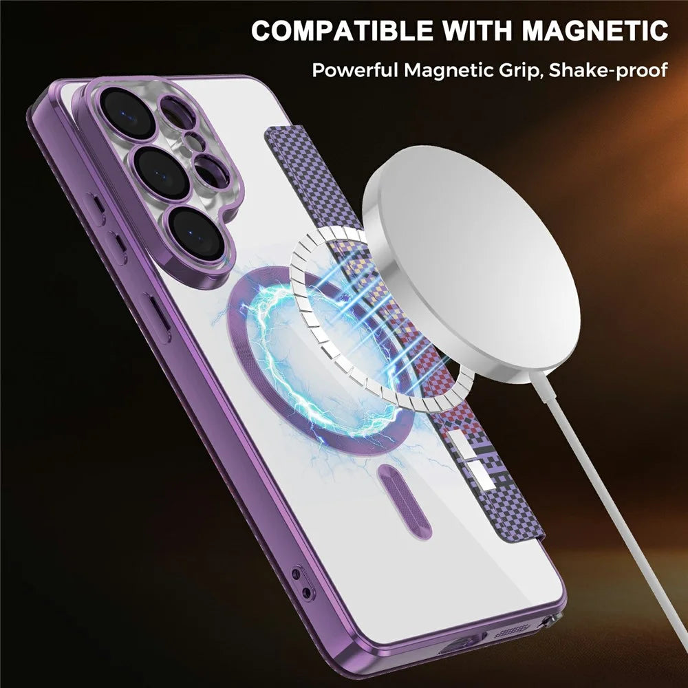 For Samsung Galaxy S26 Ultra Magnetic Case RFID Blocking Card Slots Leather Cover - Purple - 3