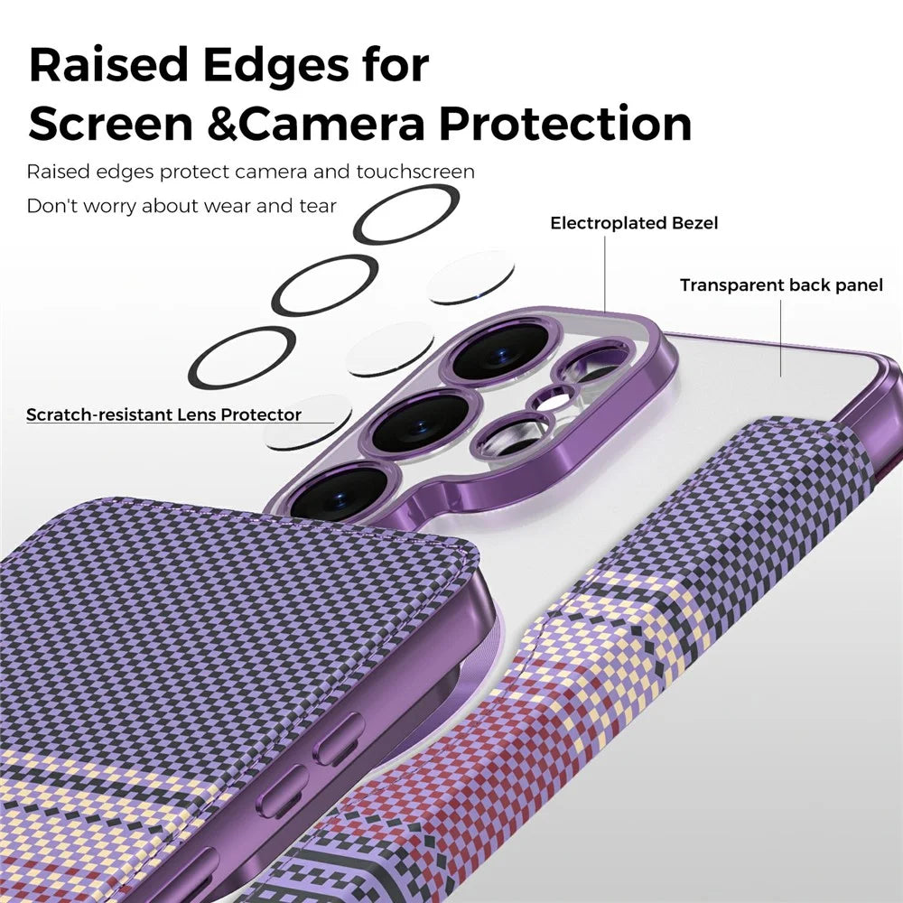 For Samsung Galaxy S26 Ultra Magnetic Case RFID Blocking Card Slots Leather Cover - Purple - 6