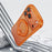 For iPhone 17 Pro Case Rotating Magnetic Kickstand Shockproof TPU Electroplating Phone Cover - Orange - 4