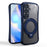 For Samsung Galaxy S26+ Case Rotating Magnetic Kickstand Shockproof TPU Electroplating Phone Cover - Dark Blue - 1