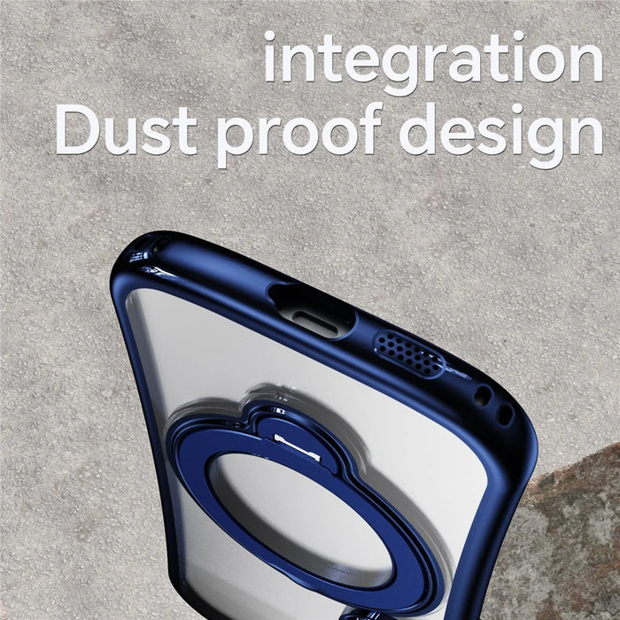 For Samsung Galaxy S26+ Case Rotating Magnetic Kickstand Shockproof TPU Electroplating Phone Cover - Dark Blue - 6