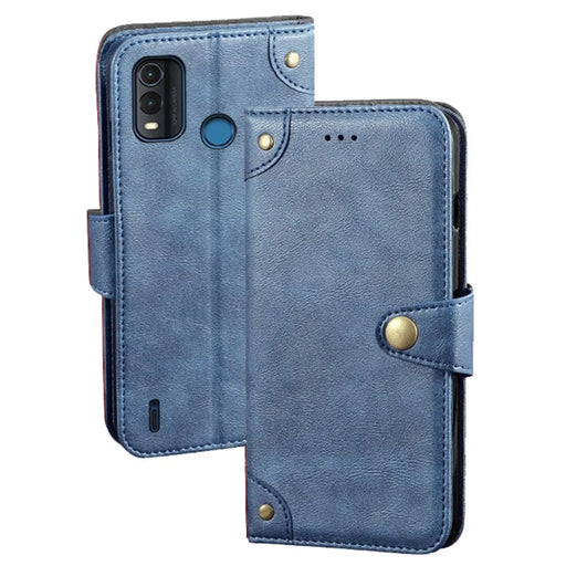 IDEWEI For Nokia G11 Plus 4G Fine Texture TPU+PU Leather Phone Case Anti-fading Wallet Stand Magnetic Closure Cell Phone Cover - Blue - 1