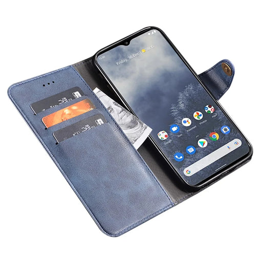 IDEWEI For Nokia G11 Plus 4G Fine Texture TPU+PU Leather Phone Case Anti-fading Wallet Stand Magnetic Closure Cell Phone Cover - Blue - 2
