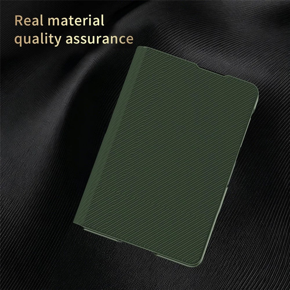 For Samsung Galaxy Z Fold8 Case Aramid Fiber Texture Leather + PC Stand Phone Cover - Green - 2