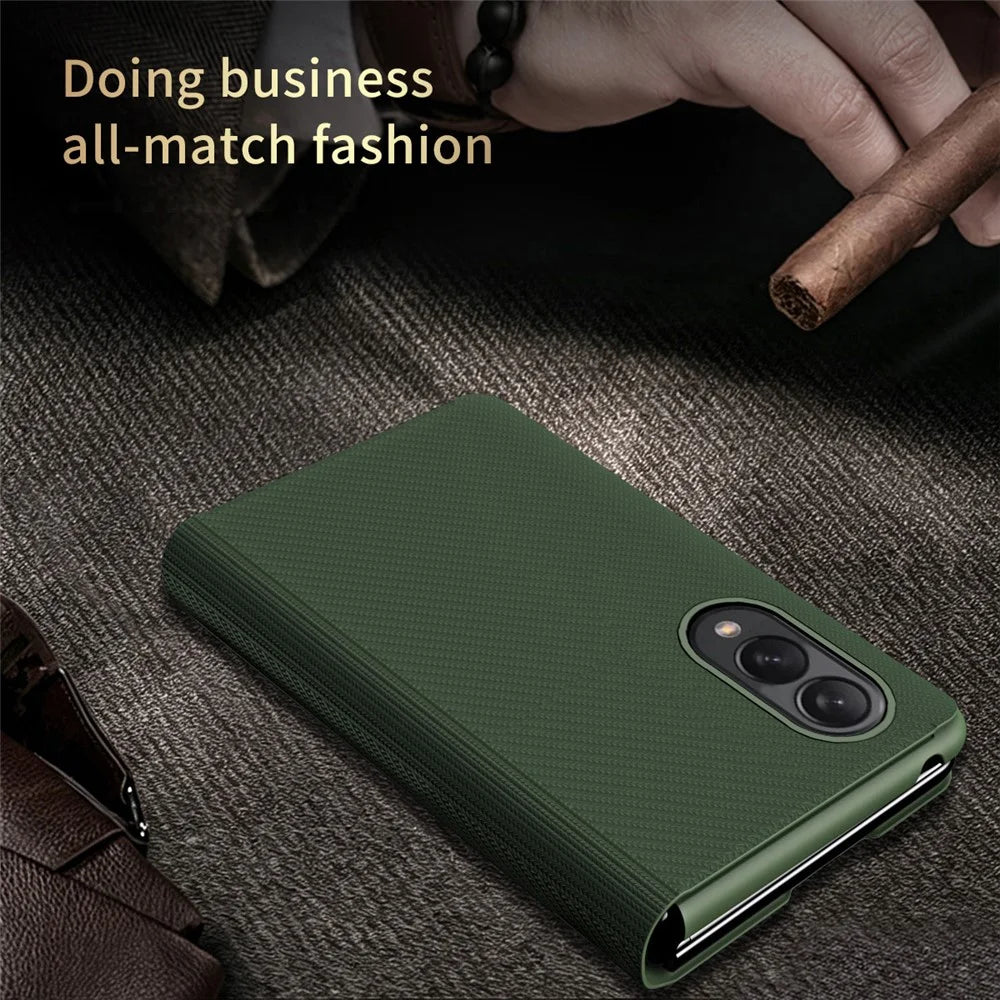For Samsung Galaxy Z Fold8 Case Aramid Fiber Texture Leather + PC Stand Phone Cover - Green - 3