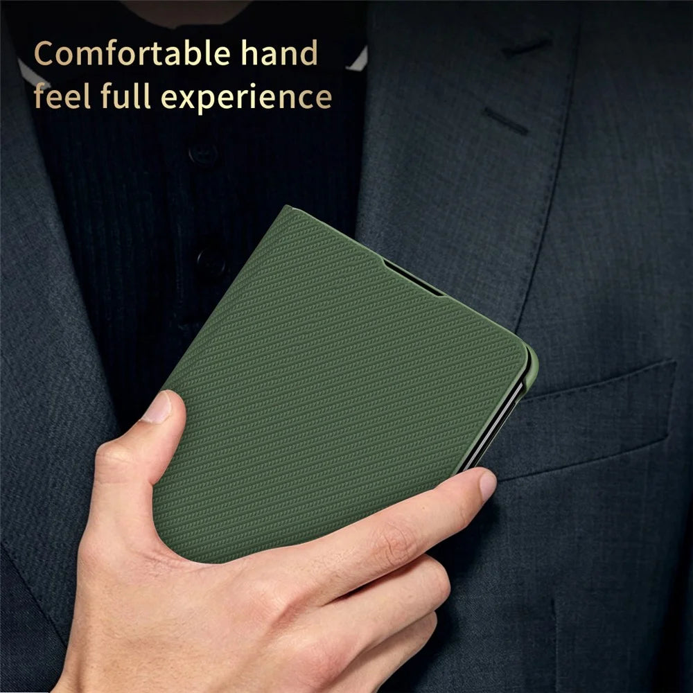 For Samsung Galaxy Z Fold8 Case Aramid Fiber Texture Leather + PC Stand Phone Cover - Green - 4