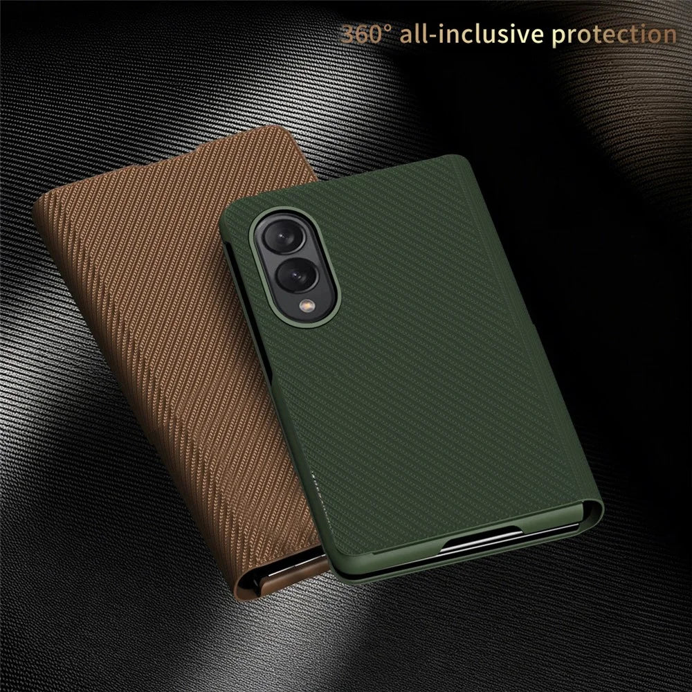 For Samsung Galaxy Z Fold8 Case Aramid Fiber Texture Leather + PC Stand Phone Cover - Green - 5