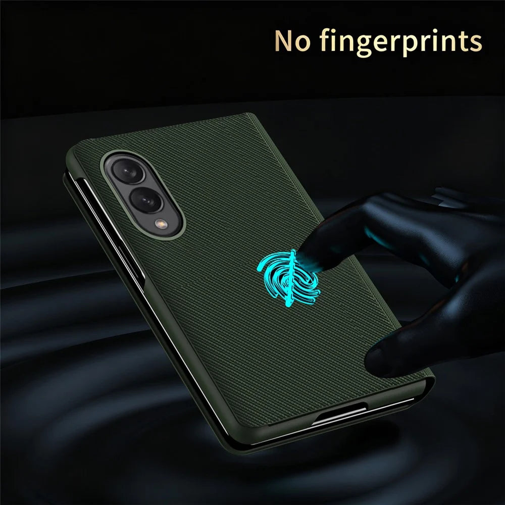 For Samsung Galaxy Z Fold8 Case Aramid Fiber Texture Leather + PC Stand Phone Cover - Green - 6