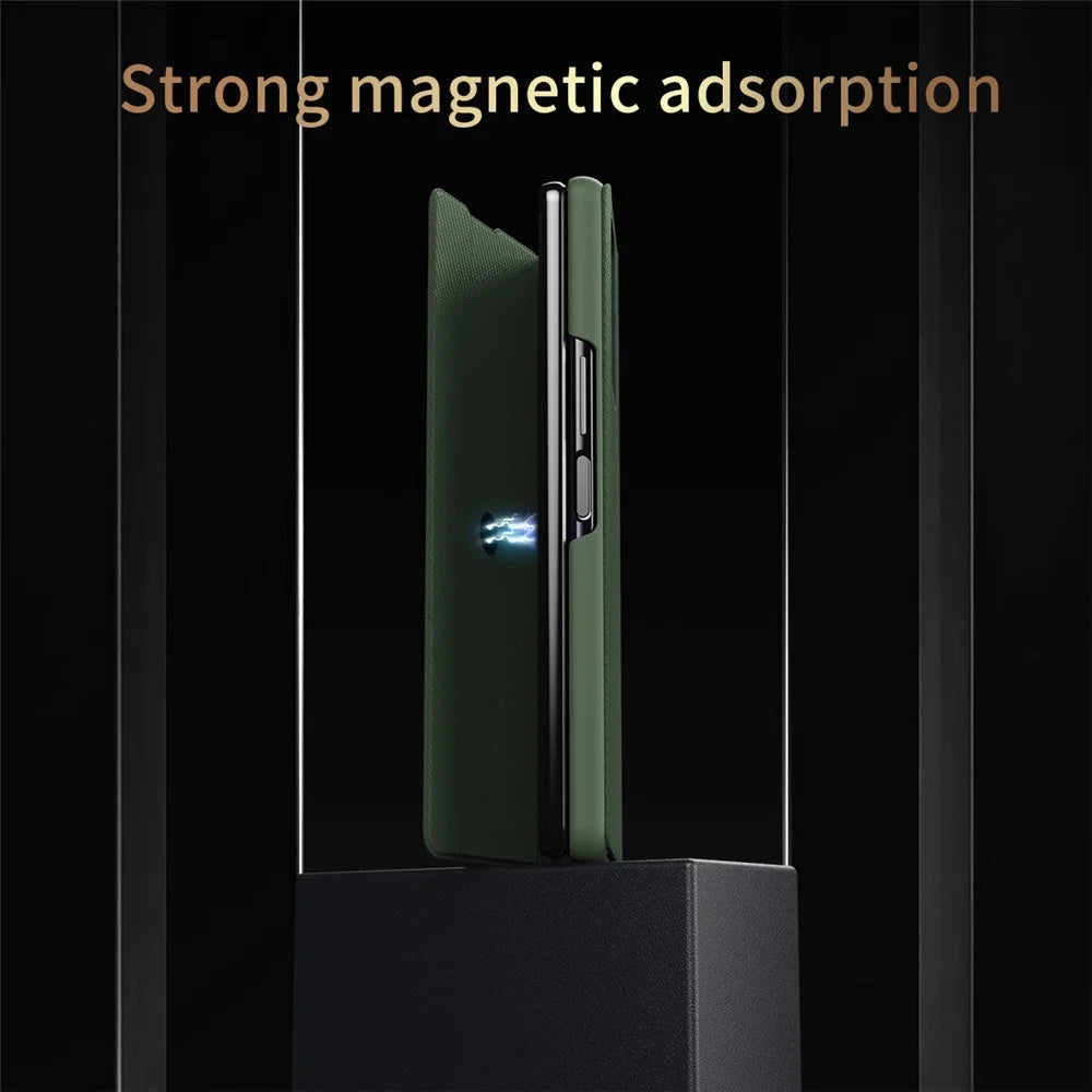 For Samsung Galaxy Z Fold8 Case Aramid Fiber Texture Leather + PC Stand Phone Cover - Green - 7