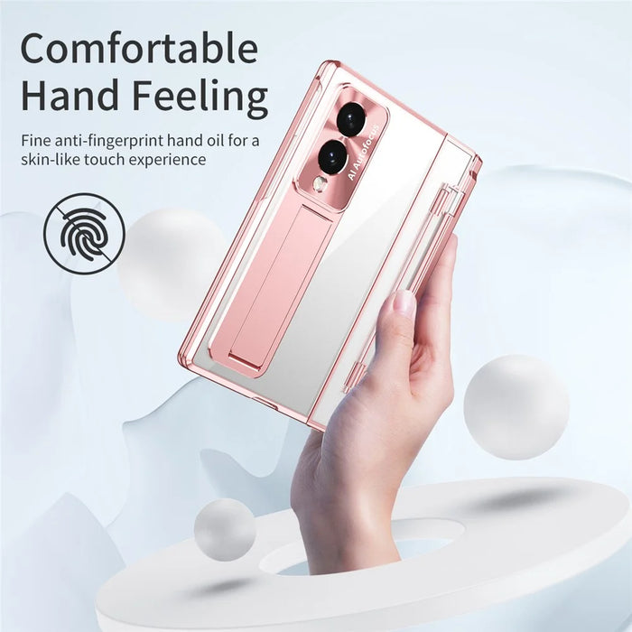 For Samsung Galaxy Z Fold8 Case Kickstand Hard PC Phone Cover with Screen Film - Rose Gold - 2