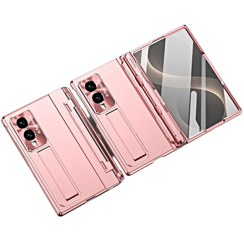 For Samsung Galaxy Z Fold8 Case Hinge Protection Hard PC Phone Cover with Screen Film / Stylus - Pink - 1