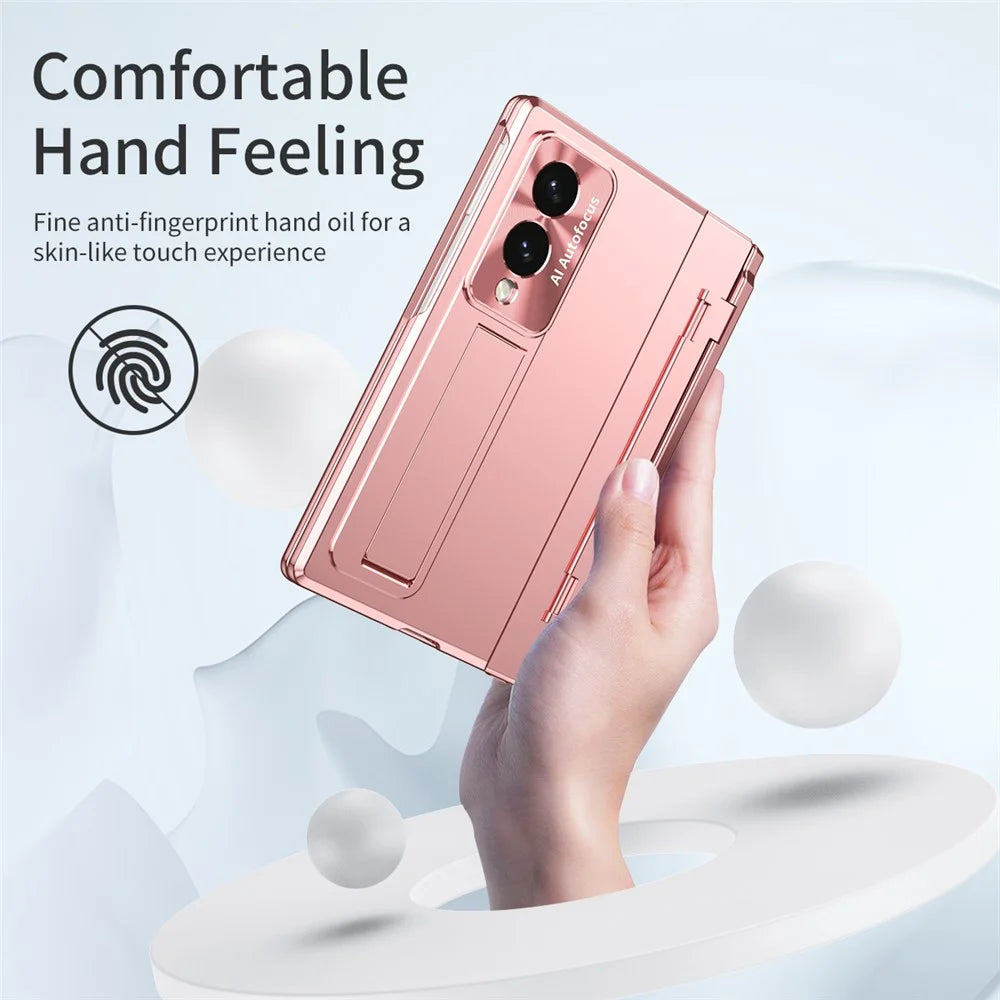 For Samsung Galaxy Z Fold8 Case Hinge Protection Hard PC Phone Cover with Screen Film / Stylus - Pink - 2