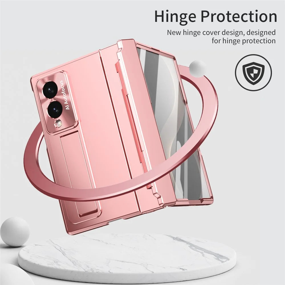 For Samsung Galaxy Z Fold8 Case Hinge Protection Hard PC Phone Cover with Screen Film / Stylus - Pink - 3