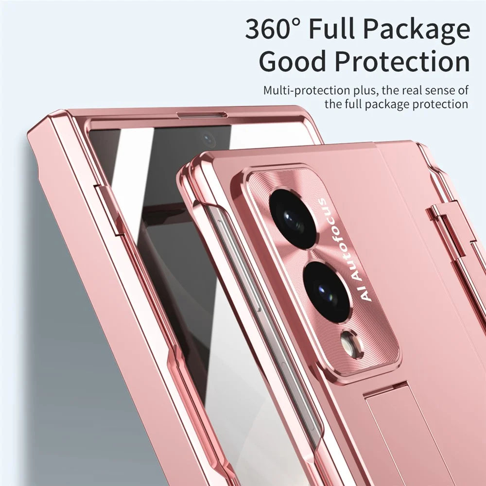 For Samsung Galaxy Z Fold8 Case Hinge Protection Hard PC Phone Cover with Screen Film / Stylus - Pink - 4