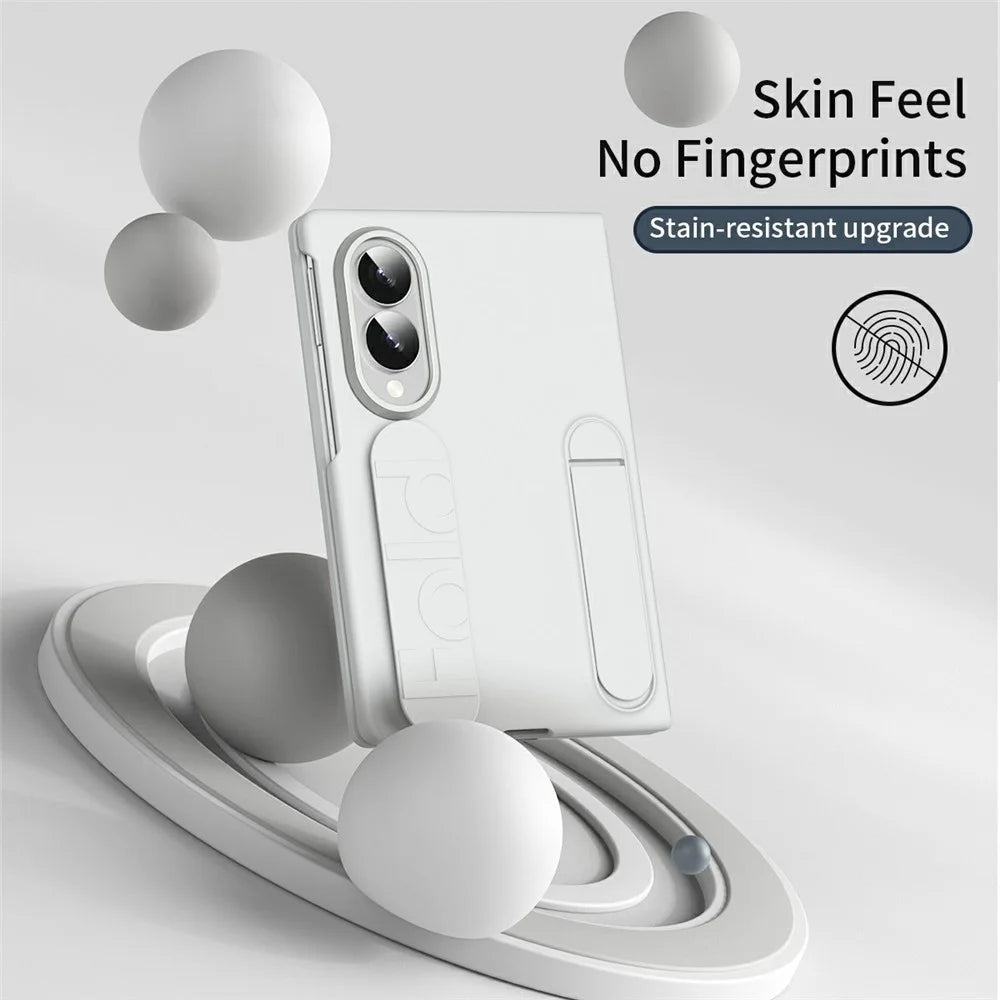 For Samsung Galaxy Z Fold8 Phone Case Kickstand Wristband PC Silicone Mobile Cover - White - 2