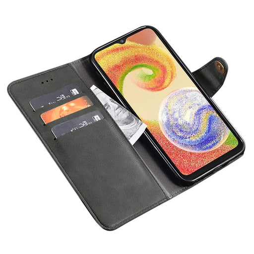 IDEWEI For Samsung Galaxy A04e 4G / F04 4G / M04 4G Phone Flip Case Anti-scratch Fine Texture TPU+PU Leather Wallet Stand Cell Phone Cover - Black - 2