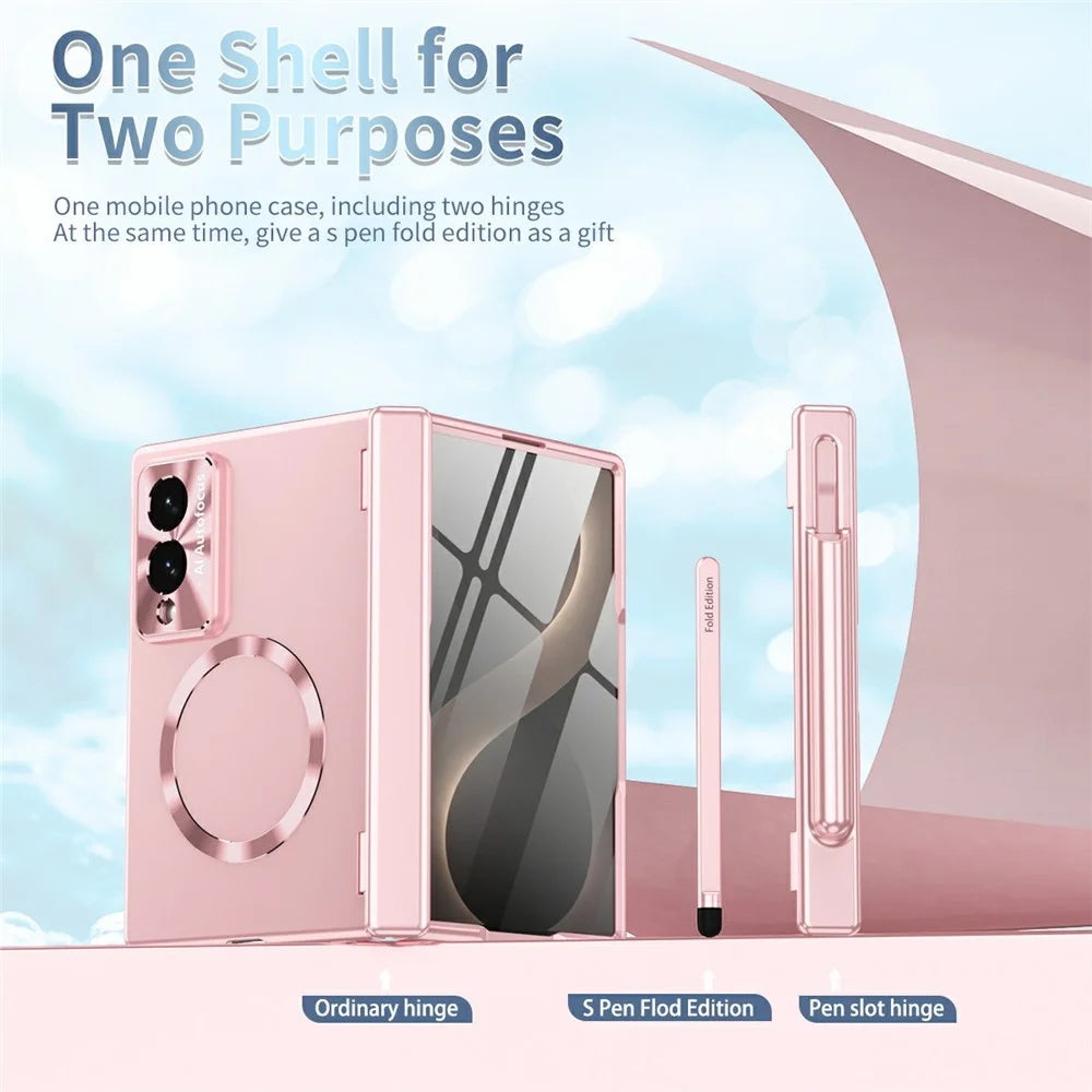 For Samsung Galaxy Z Fold8 Magnetic Case Hard PC Phone Cover - Rose Gold - 5