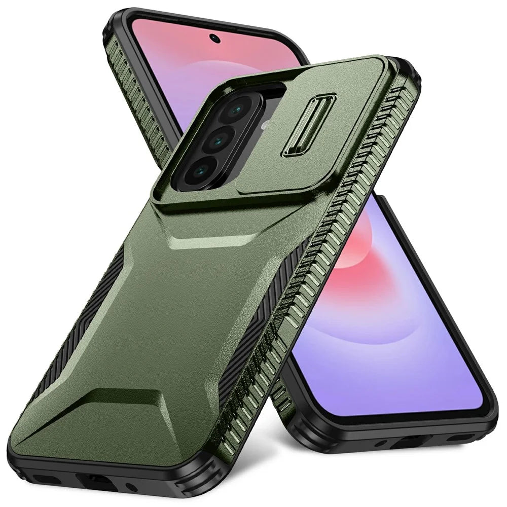 For Samsung Galaxy A27 5G Case Camshield TPU + PC Phone Cover Non-Slip Side Edge - Green - 1