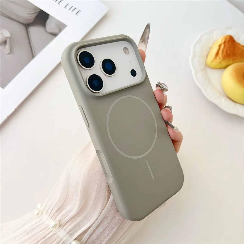 For iPhone 18 Pro / 17 Pro Magnetic Case Liquid Silicone Anti-Drop Phone Back Cover - Titanium Grey - 2