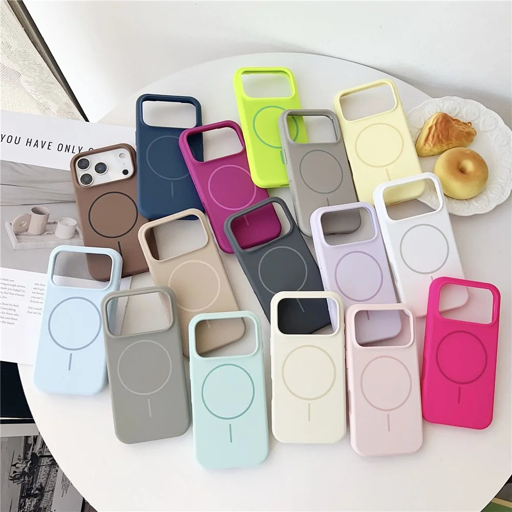 For iPhone 18 Pro / 17 Pro Magnetic Case Liquid Silicone Anti-Drop Phone Back Cover - Titanium Grey - 6