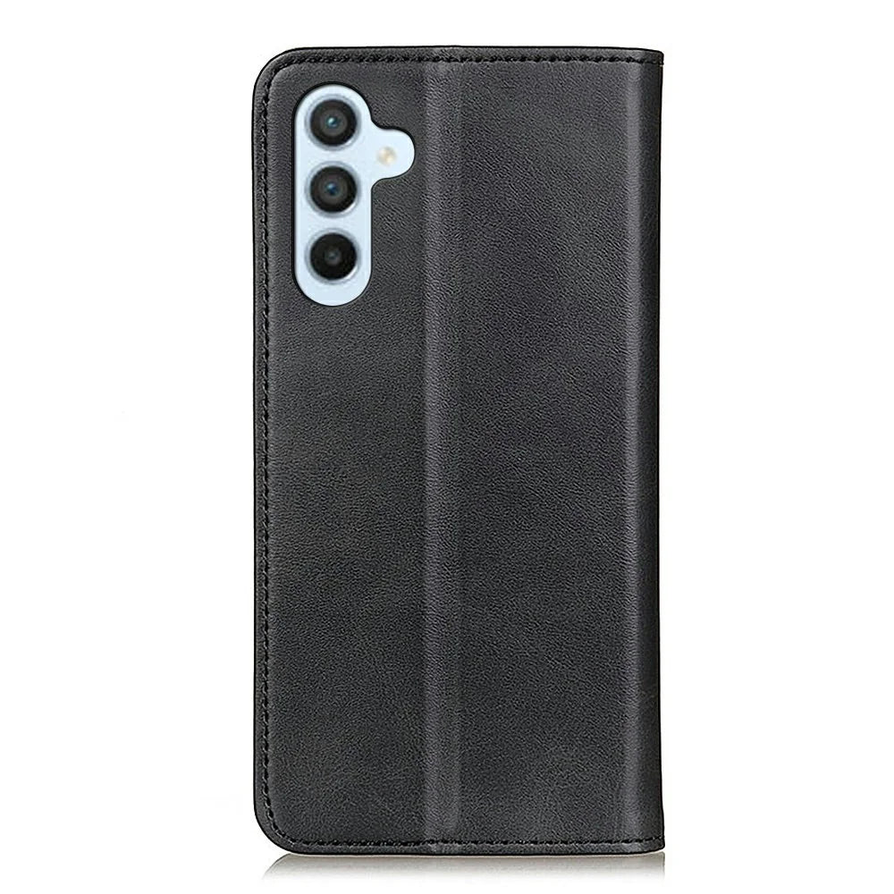 For Samsung Galaxy S26 FE Case Cowhide Texture Split Leather Flip Wallet Phone Cover - Black - 7