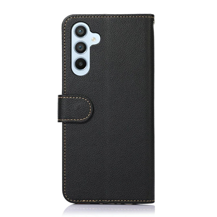 KHAZNEH For Samsung Galaxy S26 FE Case RFID Blocking Wallet Litchi Texture PU Leather Phone Cover with Strap - Black - 7