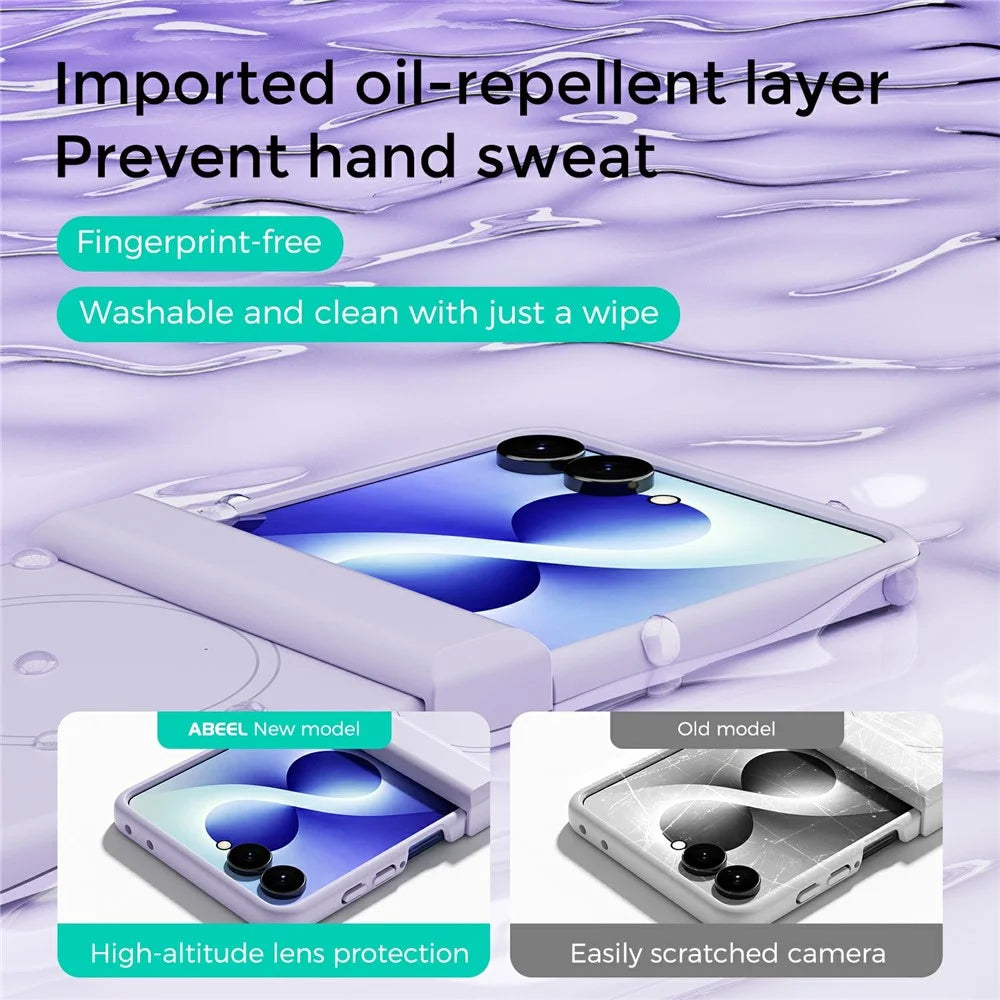 ABEEL For Samsung Galaxy Z Flip8 Magnetic Case Hinge Protection Skin Touch Liquid Silicone Shockproof Phone Cover - Purple - 4