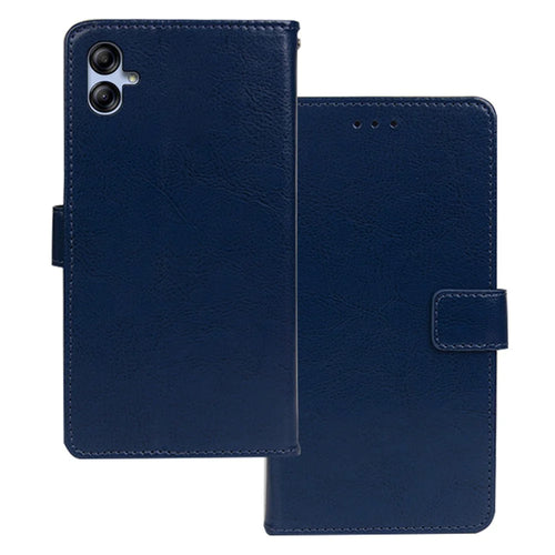 IDEWEI For Samsung Galaxy A04e 4G / F04 4G / M04 4G Magnetic Clasp Phone Case Crazy Horse Texture PU Leather Stand Wallet Cover - Blue - 1