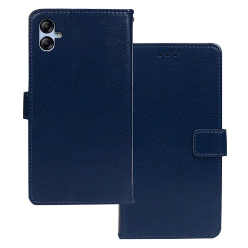 IDEWEI For Samsung Galaxy A04e 4G / F04 4G / M04 4G Magnetic Clasp Phone Case Crazy Horse Texture PU Leather Stand Wallet Cover - Blue - 1
