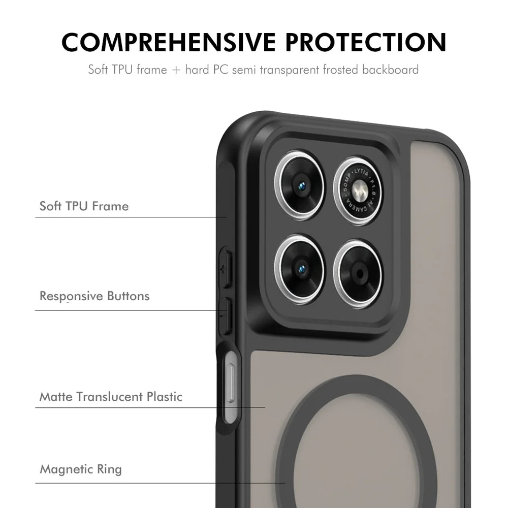 HAT PRINCE for Motorola Moto G77 5G ENKAY  Magnetic Case with 9H Tempered Glass PC TPU Matte Phone Cover - Black - 3