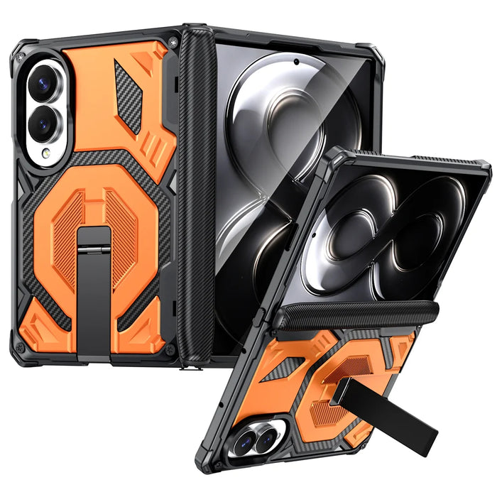 For Samsung Galaxy Z Fold8 Magnetic Case TPU + PC Kickstand Phone Cover Drop Protection - Orange - 1