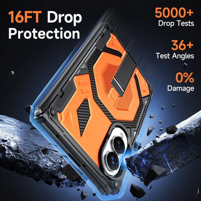 For Samsung Galaxy Z Fold8 Magnetic Case TPU + PC Kickstand Phone Cover Drop Protection - Orange - 5