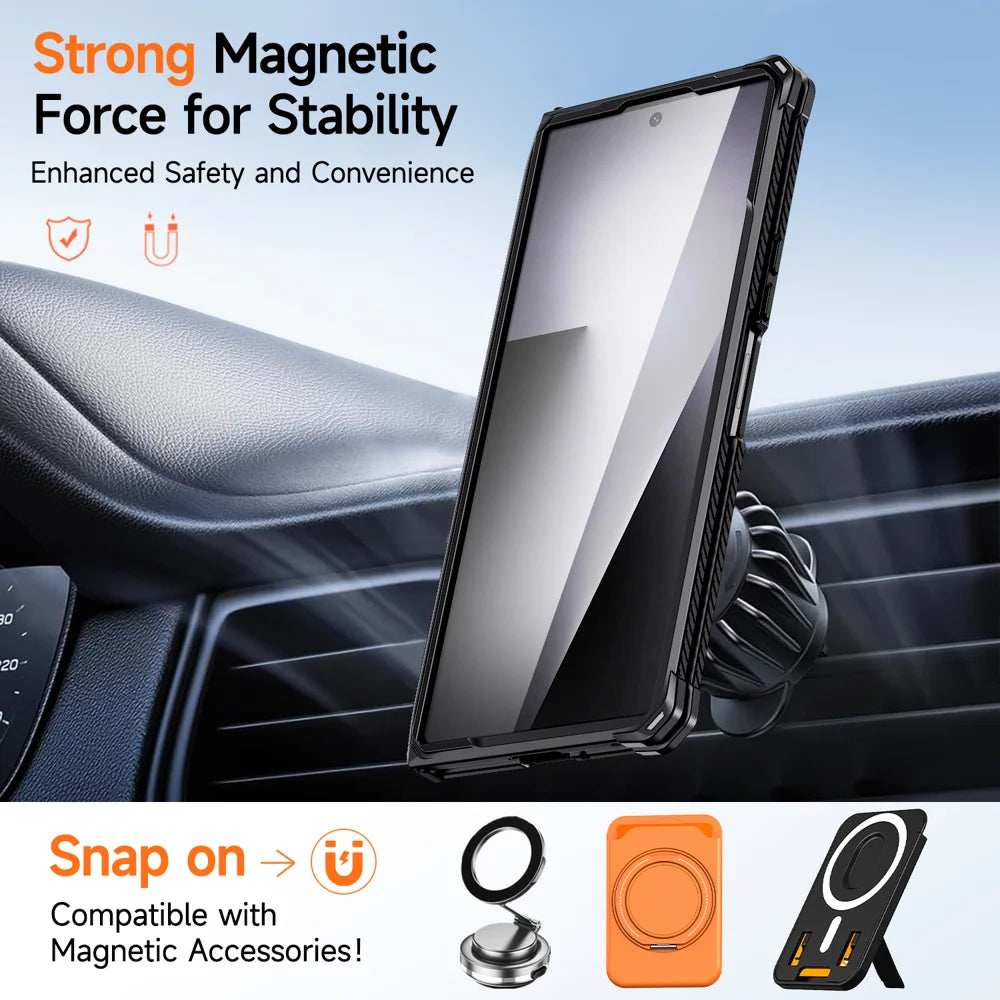For Samsung Galaxy Z Fold7 5G / Galaxy Z Fold8 Ultra Magnetic Case TPU + PC Kickstand Phone Cover Drop Protection - Orange - 3