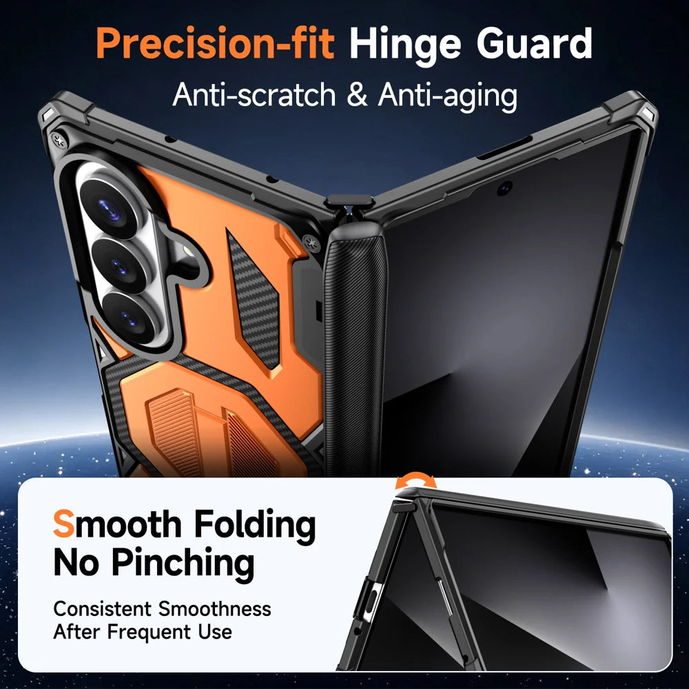 For Samsung Galaxy Z Fold7 5G / Galaxy Z Fold8 Ultra Magnetic Case TPU + PC Kickstand Phone Cover Drop Protection - Orange - 7