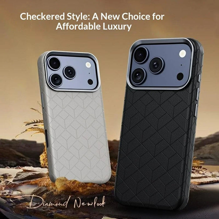 For iPhone 17 Pro Magnetic Case Imprinted Geometric Pattern Leather Coated PC + TPU Phone Cover - Black - 2