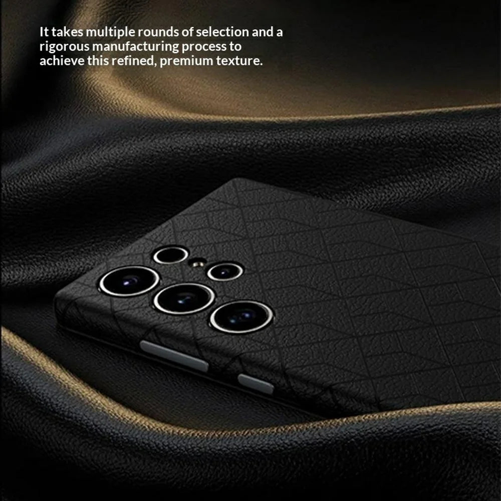 For Samsung Galaxy S25 Ultra Magnetic Case Imprinted Geometric Pattern Leather Coated PC + TPU Phone Cover - Black - 2