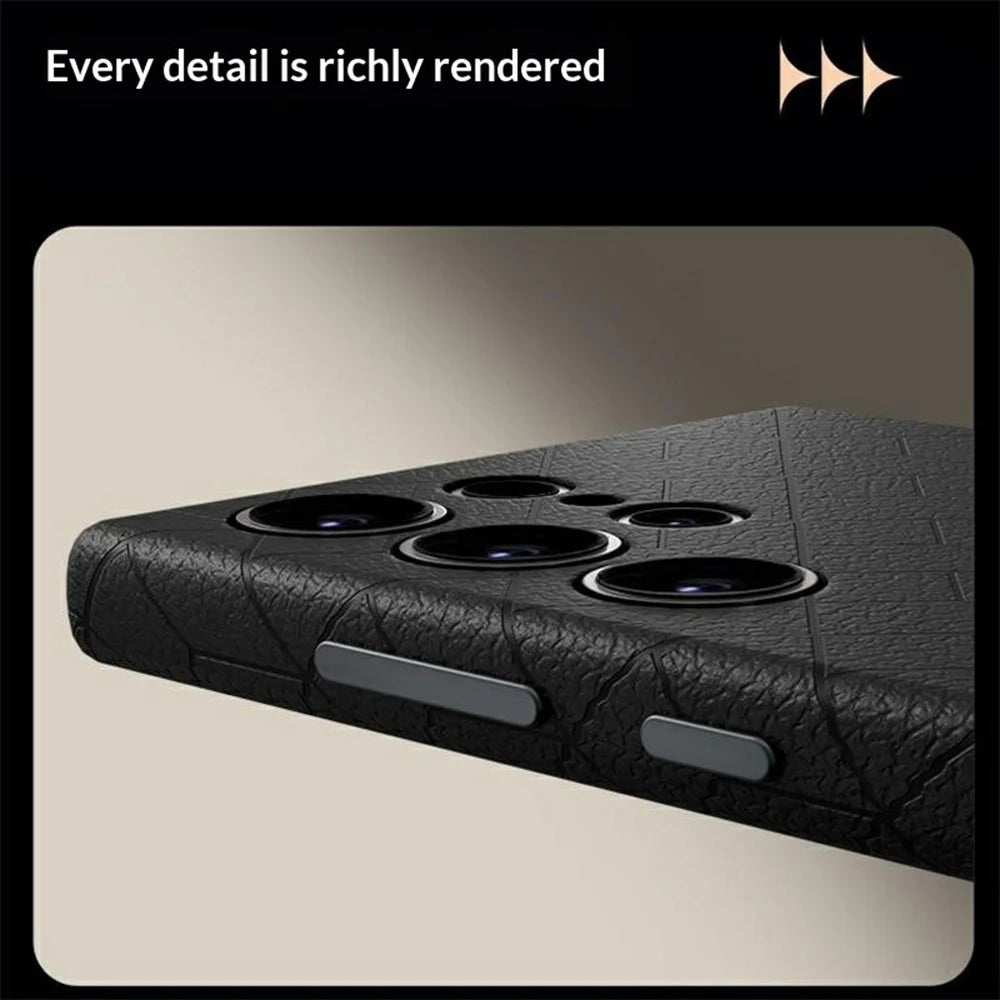 For Samsung Galaxy S25 Ultra Magnetic Case Imprinted Geometric Pattern Leather Coated PC + TPU Phone Cover - Black - 4