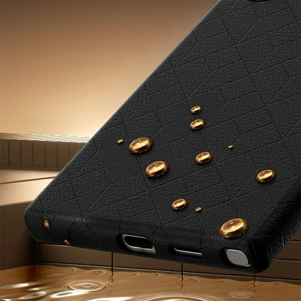 For Samsung Galaxy S25 Ultra Magnetic Case Imprinted Geometric Pattern Leather Coated PC + TPU Phone Cover - Black - 6