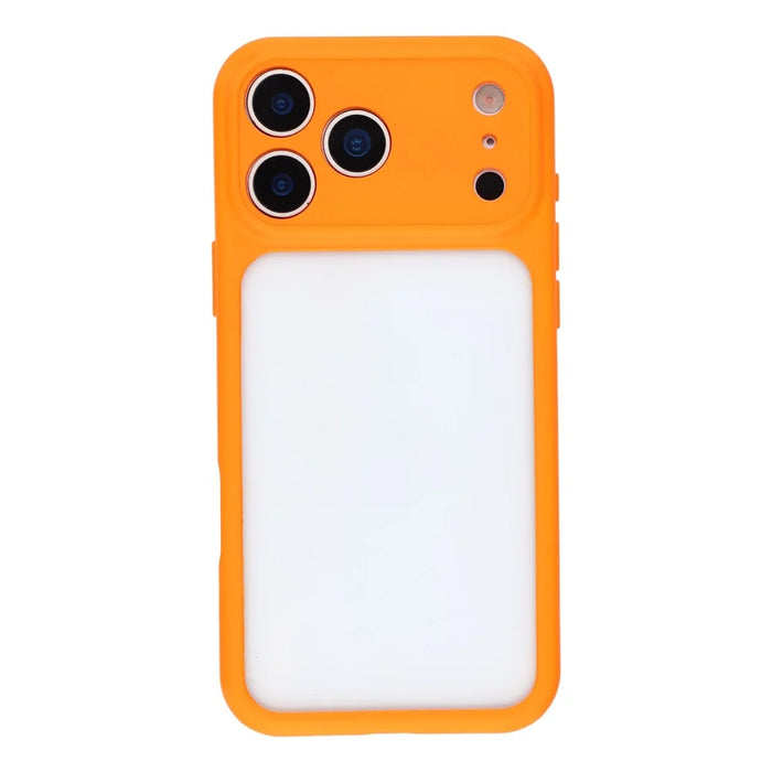 For iPhone 17 Pro Max Case Large Window TPU + PC Rubberized Phone Cover with Wrist Strap - Orange - 3