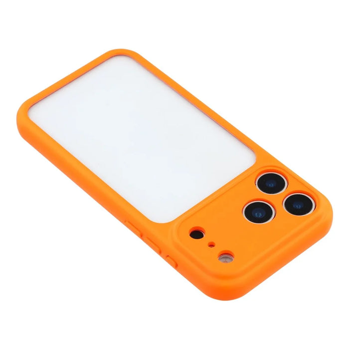 For iPhone 17 Pro Max Case Large Window TPU + PC Rubberized Phone Cover with Wrist Strap - Orange - 6