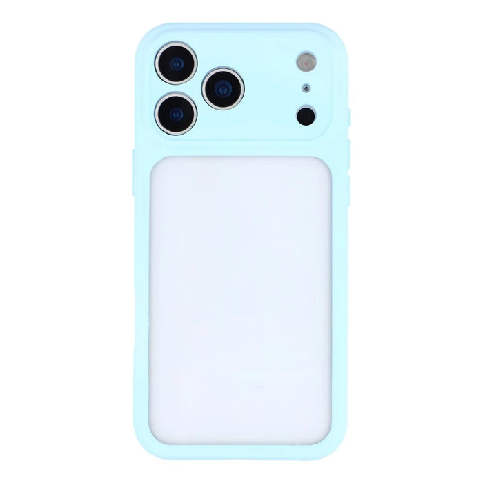 For iPhone 17 Pro Case Large Window TPU + PC Rubberized Phone Cover with Wrist Strap - Blue - 3