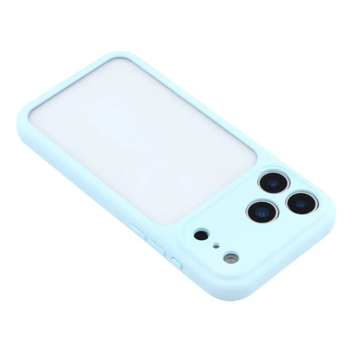 For iPhone 17 Pro Case Large Window TPU + PC Rubberized Phone Cover with Wrist Strap - Blue - 6