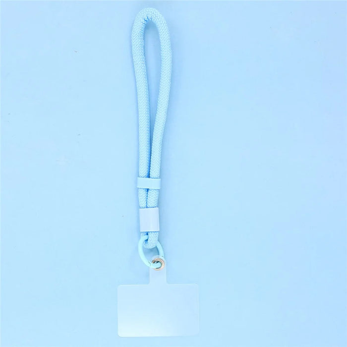 For iPhone 17 Pro Case Large Window TPU + PC Rubberized Phone Cover with Wrist Strap - Blue - 7