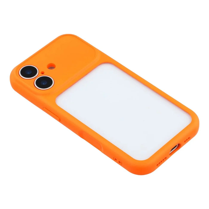 For iPhone 17 Case Large Window TPU + PC Rubberized Phone Cover with Wrist Strap - Orange - 5