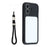 For iPhone 16 Case Large Window TPU + PC Rubberized Phone Cover with Wrist Strap - Black - 1
