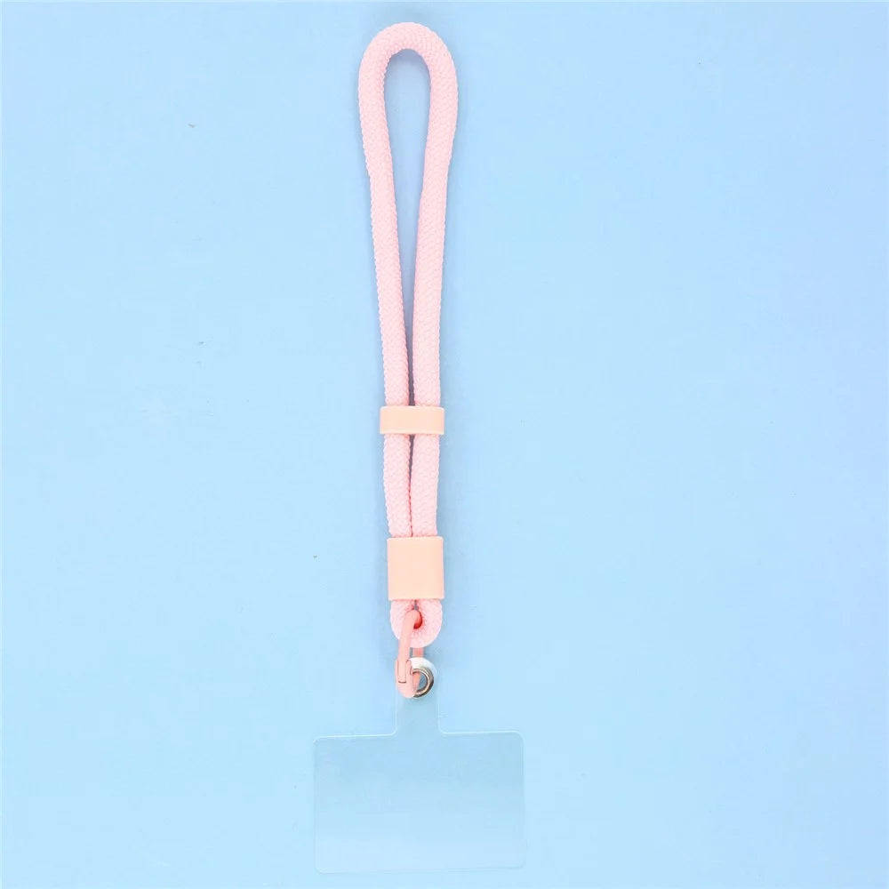 For iPhone 16 Pro Case Large Window TPU + PC Rubberized Phone Cover with Wrist Strap - Pink - 7